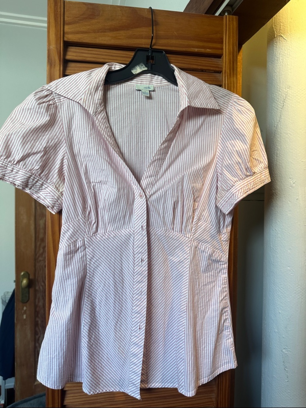 Odille Pink and White Striped Button-Down Blouse